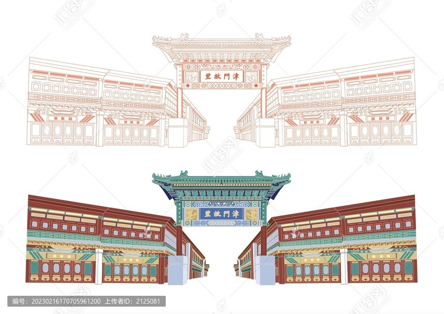 天津古文化街津门故里南北牌楼