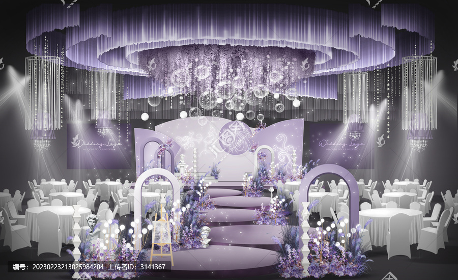 浅紫色婚礼背景效果图