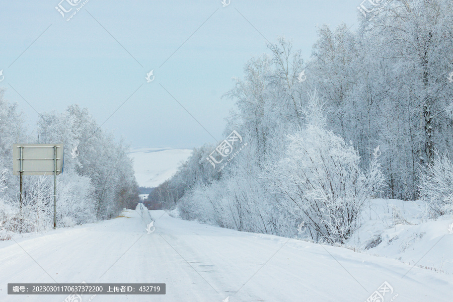 冬季森林道路雪景