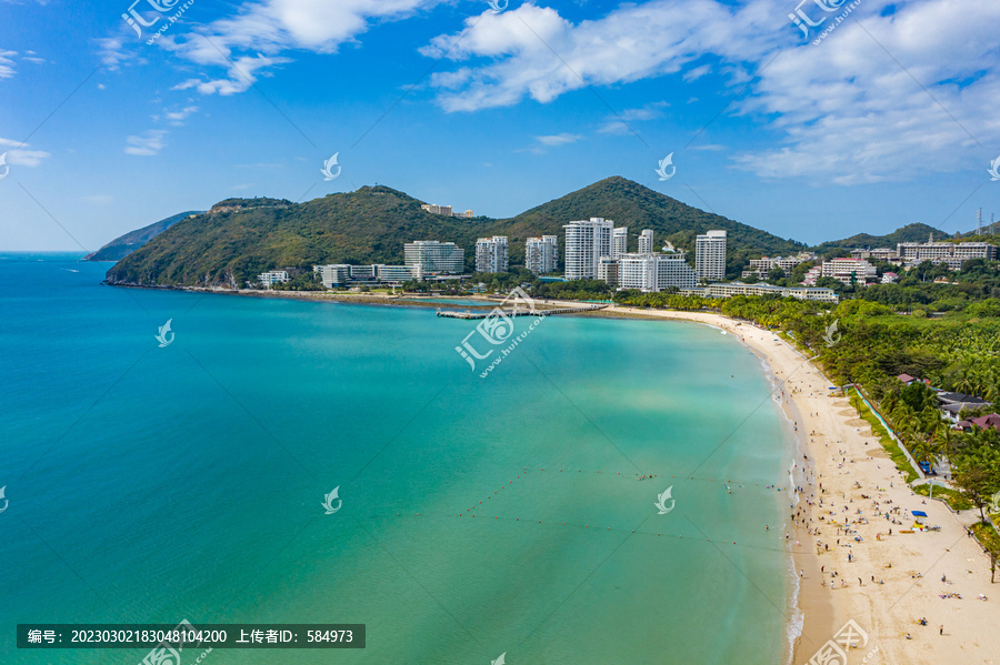 航拍海南三亚大东海旅游区海景