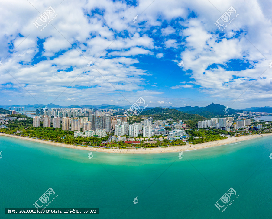 航拍海南三亚大东海旅游区海景