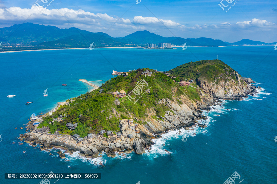 航拍海南陵水分界洲岛热带岛屿