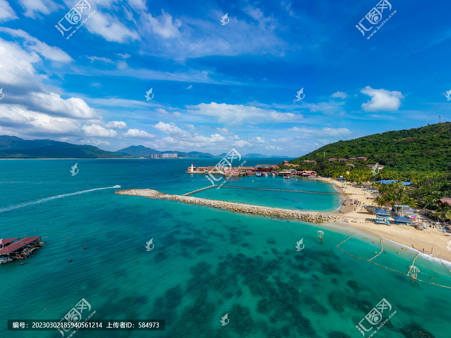 航拍海南陵水分界洲岛热带岛屿