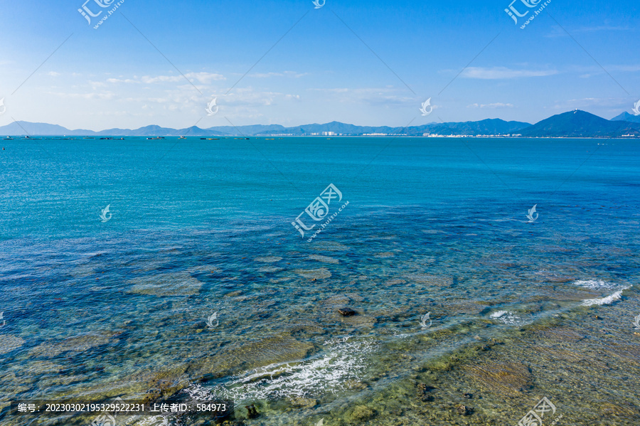 航拍三亚西岛近海海底珊瑚礁石