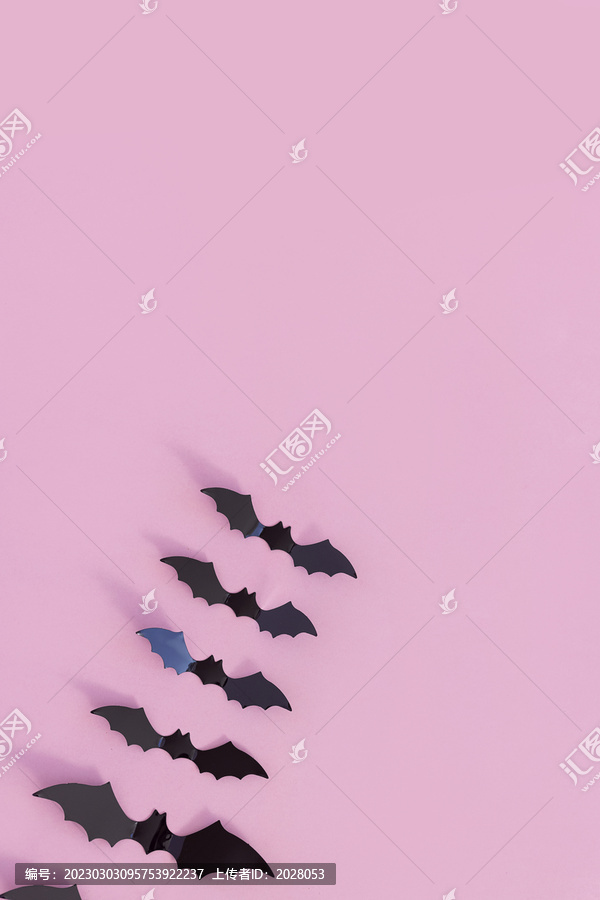 蝙蝠创意万圣节搞怪粉色背景