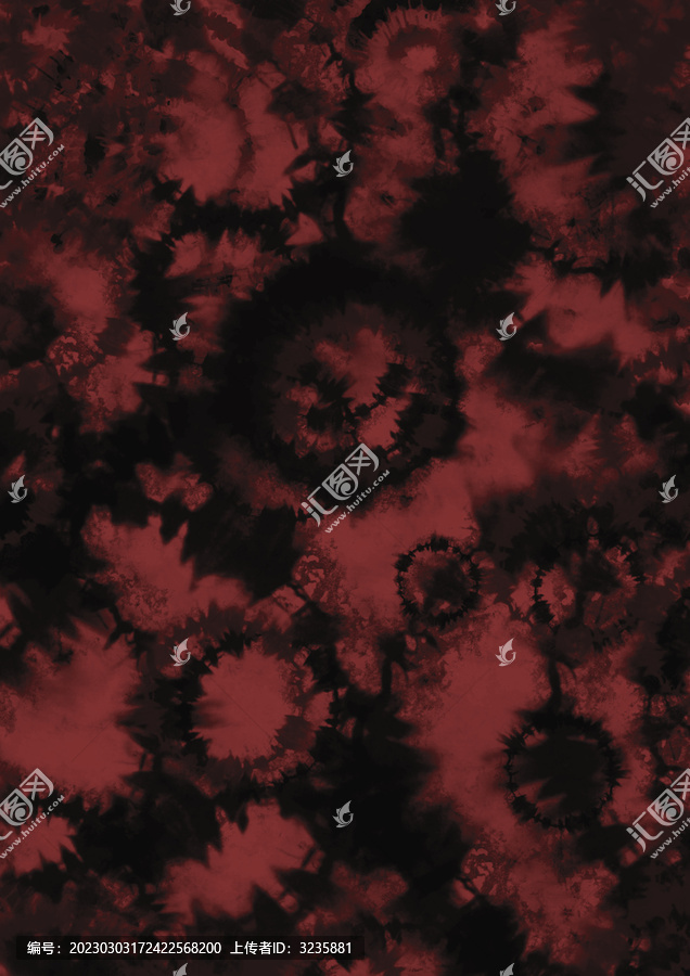 红黑扎染渲染水墨印花
