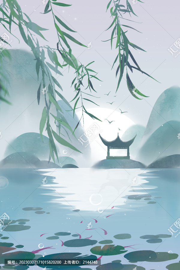 中国风山水插画背景