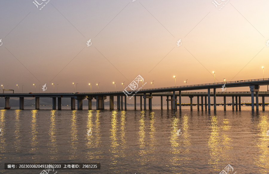 夜幕下的深圳湾公路大桥