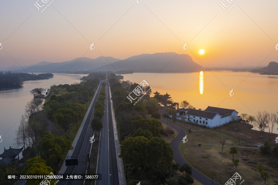 杭州湘湖老虎洞景区航拍