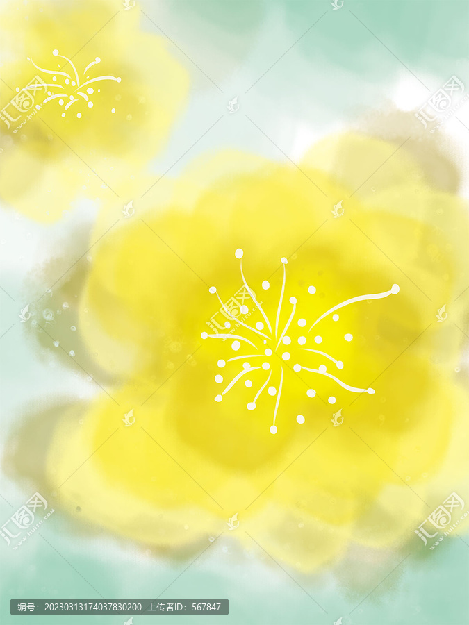 手绘黄色水彩花朵