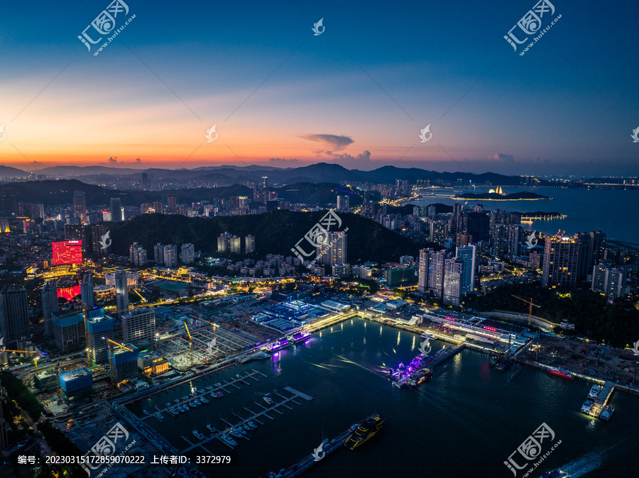 珠海香洲湾城市夜景航拍