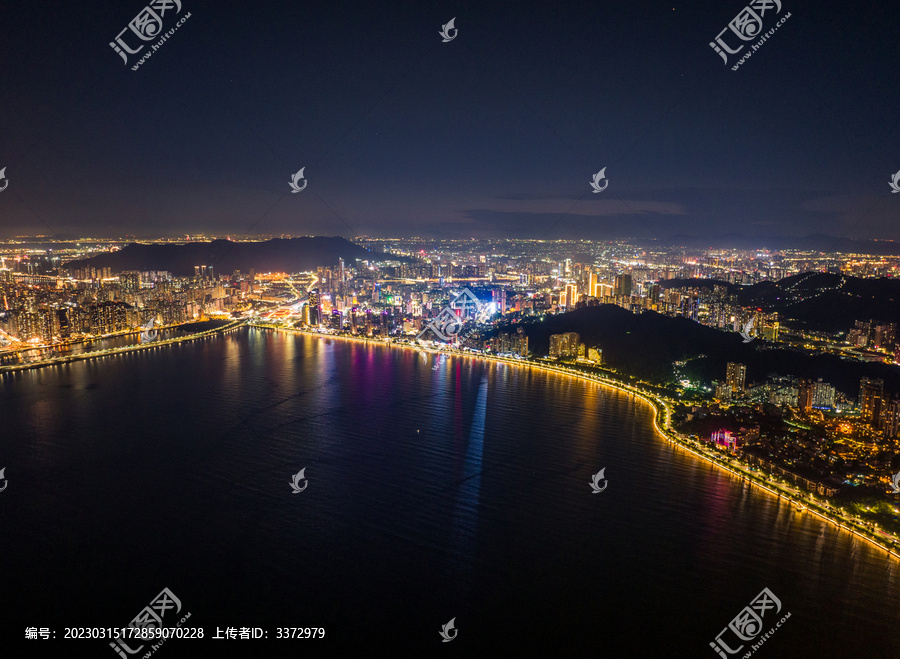 珠海香洲湾城市夜景航拍