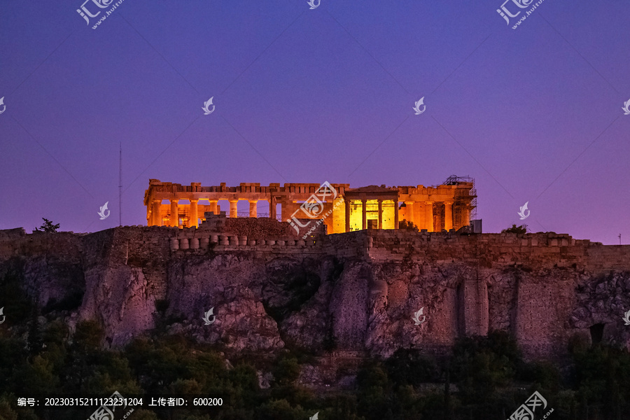 希腊雅典卫城夜色