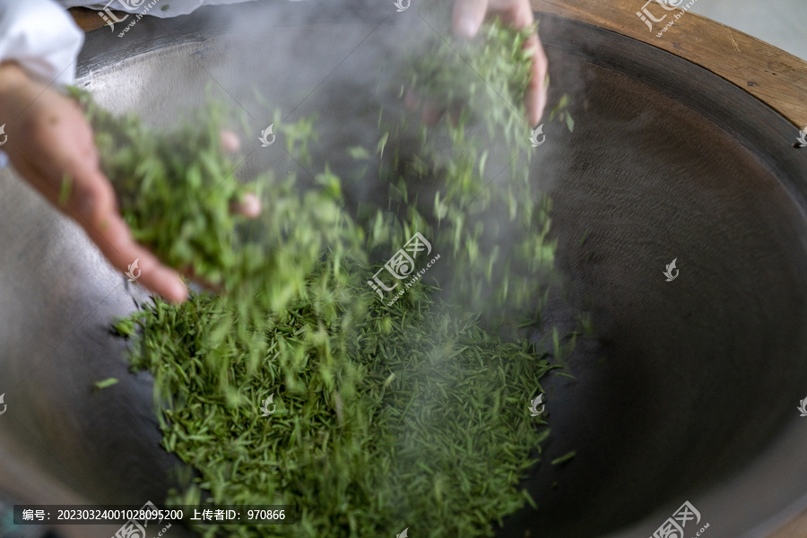 手工茶素材杀青炒茶