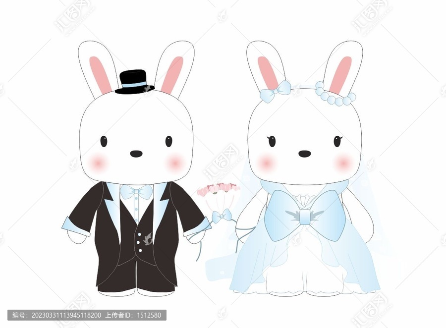 矢量婚礼兔子