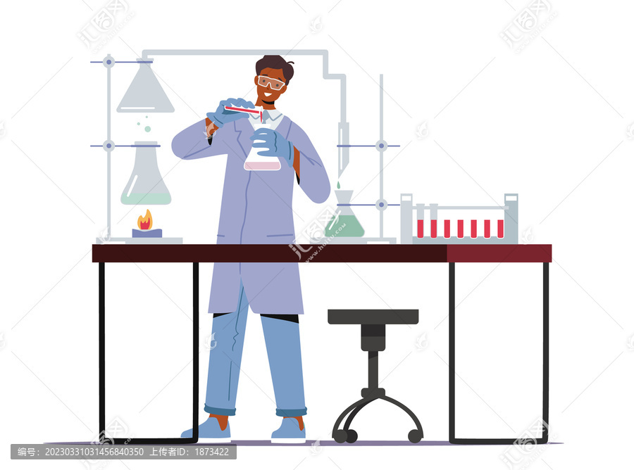 男性科学家手拿试管做实验插图