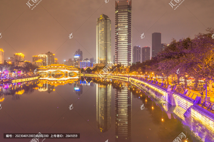 中国四川成都九眼桥灯光夜景