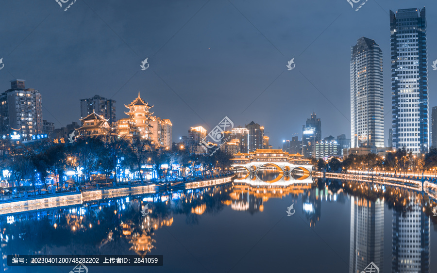 中国四川成都九眼桥灯光夜景