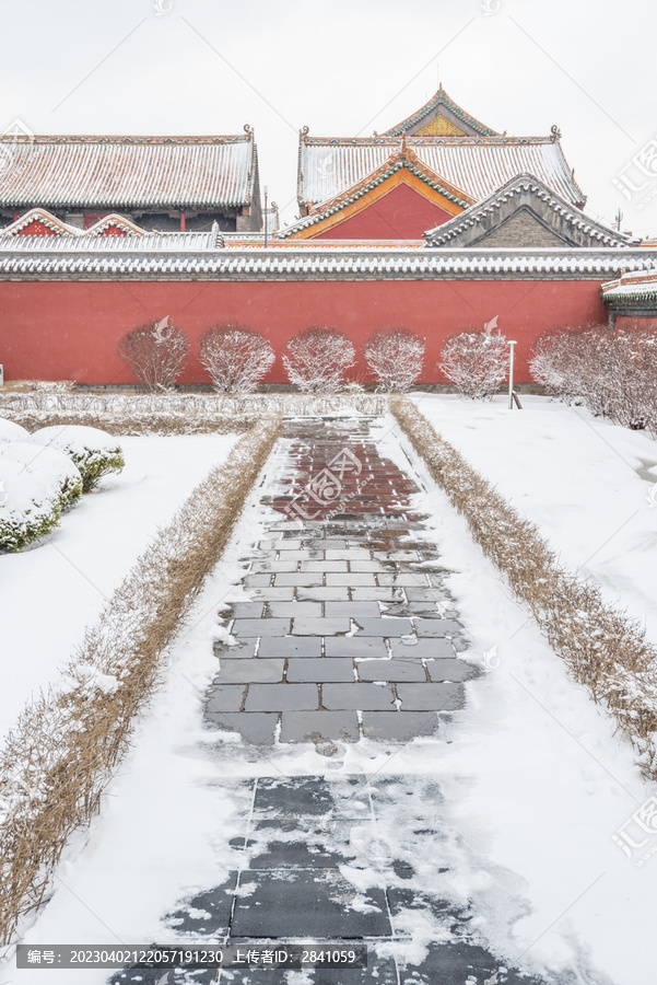 冬天雪后沈阳故宫的园林古建筑