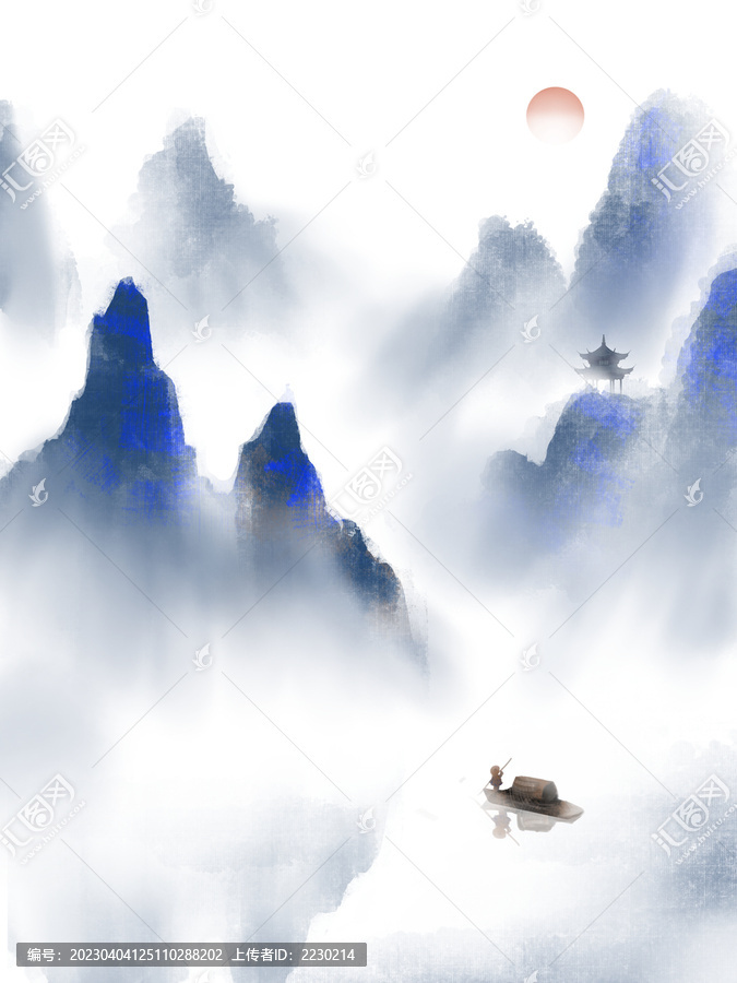 白露节气背景中国风山水墨画