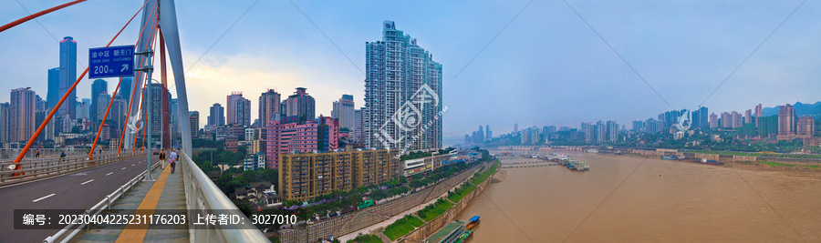 重庆东水门长江大桥全景图