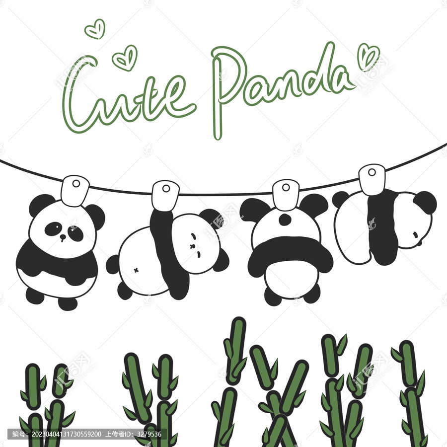 卡通可爱熊猫趣味封面印花图案