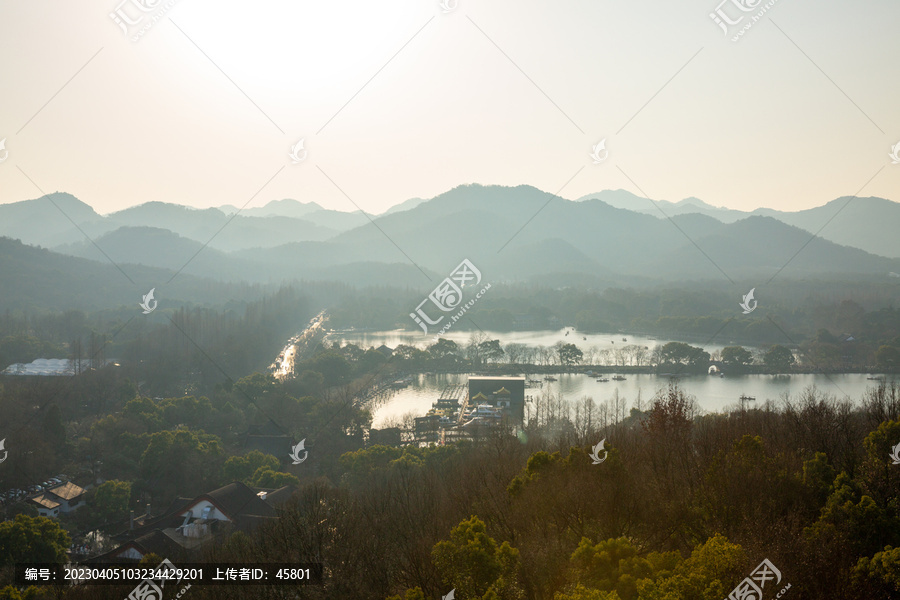 鸟瞰杭州西湖风景区