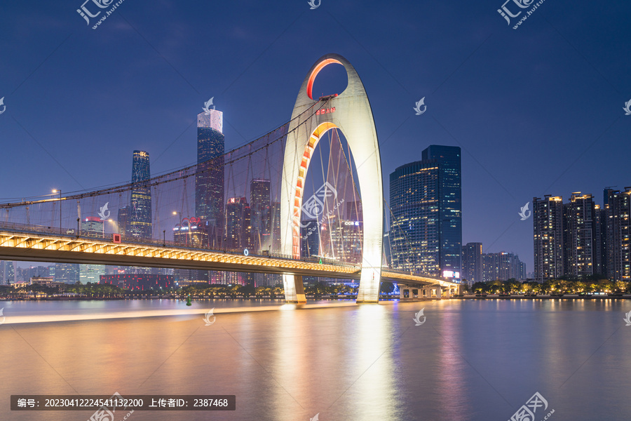 广州猎德大桥与珠江新城夜景