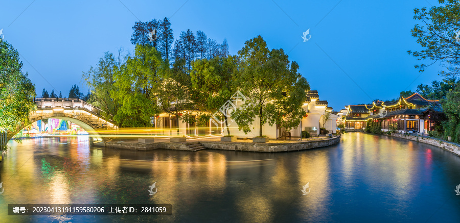 南京白鹭洲公园古建筑夜景