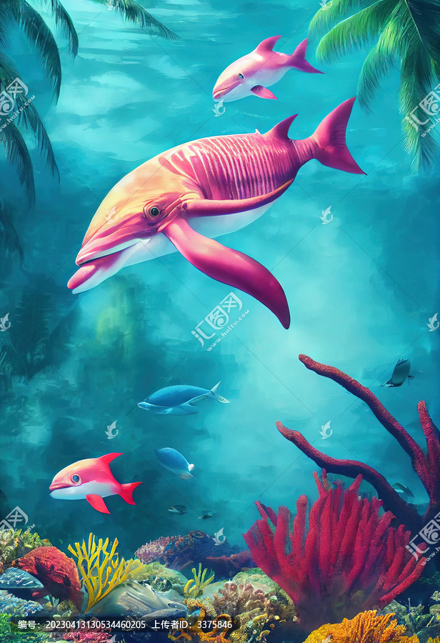 海洋鱼珊瑚艺术效果3D效果