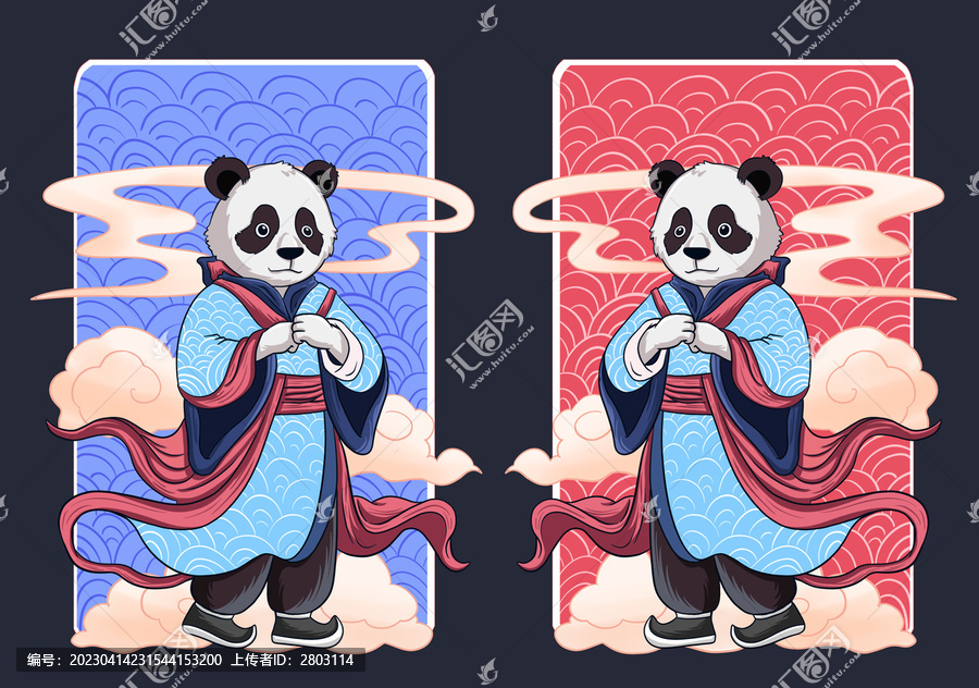 卡通国潮熊猫