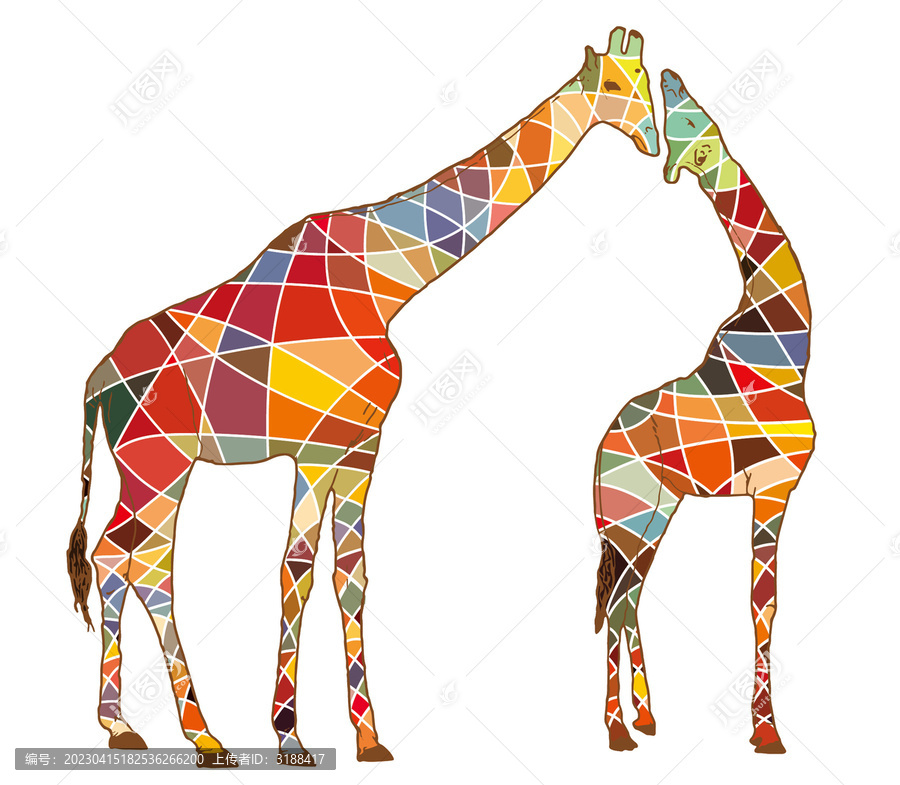 彩色长颈鹿矢量素材