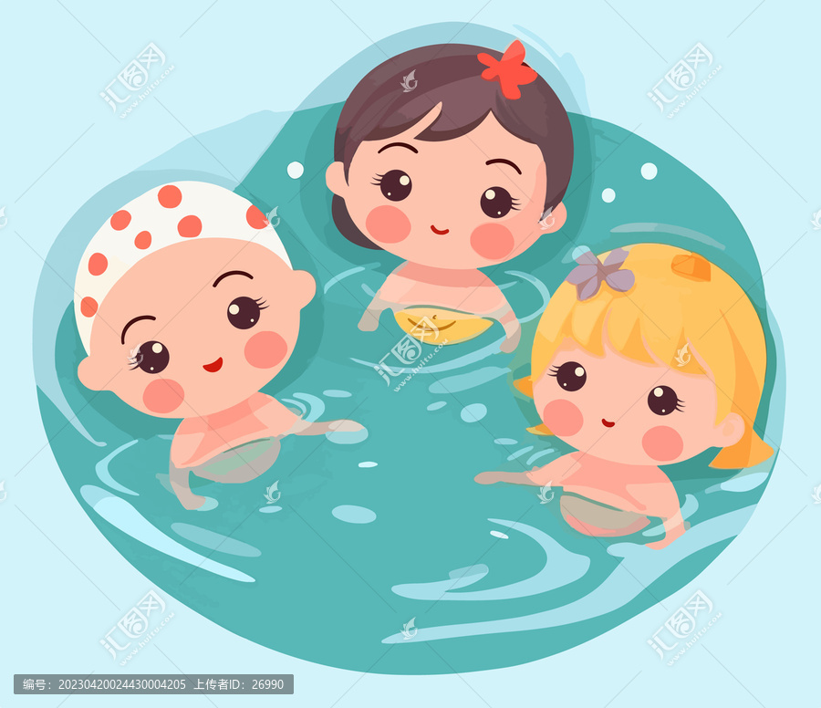 可爱儿童婴儿戏水游泳小孩F