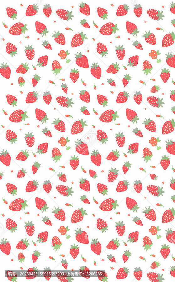 草莓碎花印花设计无缝图案