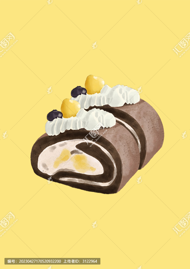 手绘水彩风巧克力蛋糕