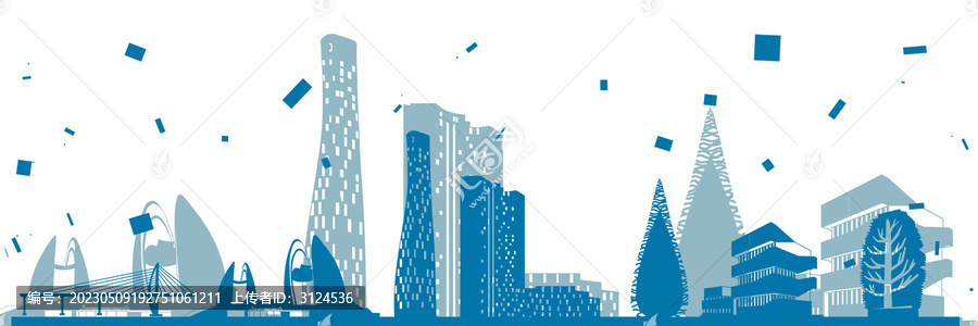 珠海城市建筑地标剪影插画