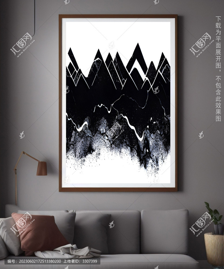 抽象黑色群山装饰画