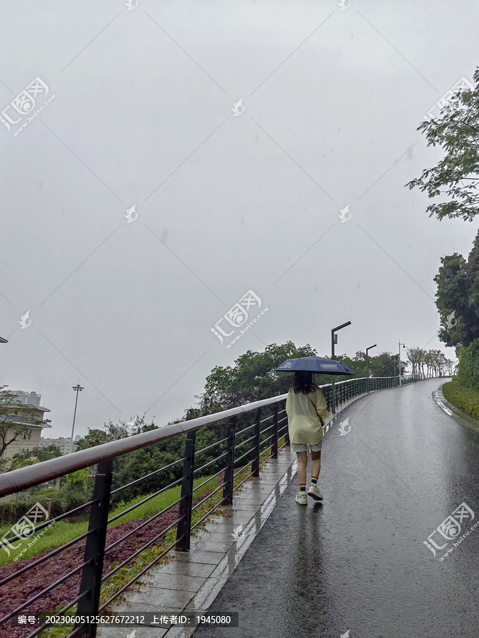 雨中步道漫步