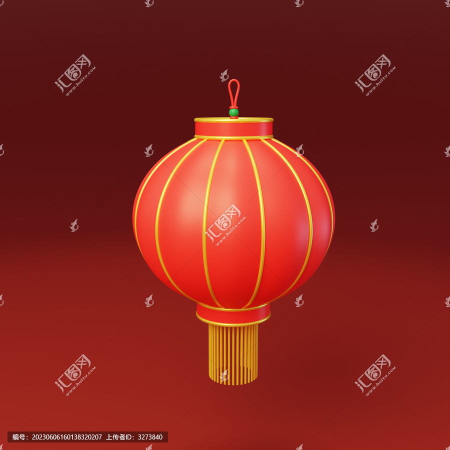 新年装饰婚庆灯笼中国风3D
