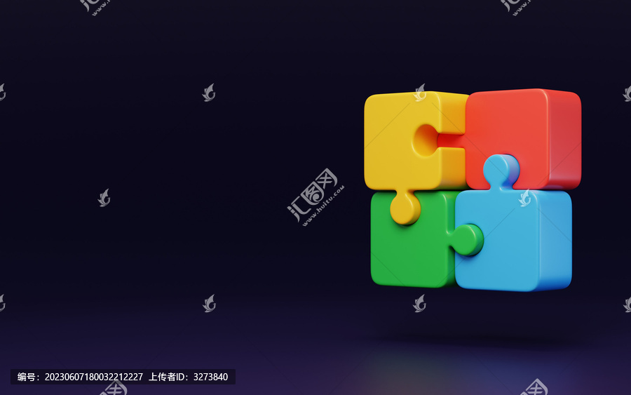 玩具拼图智力团队合作模型3D