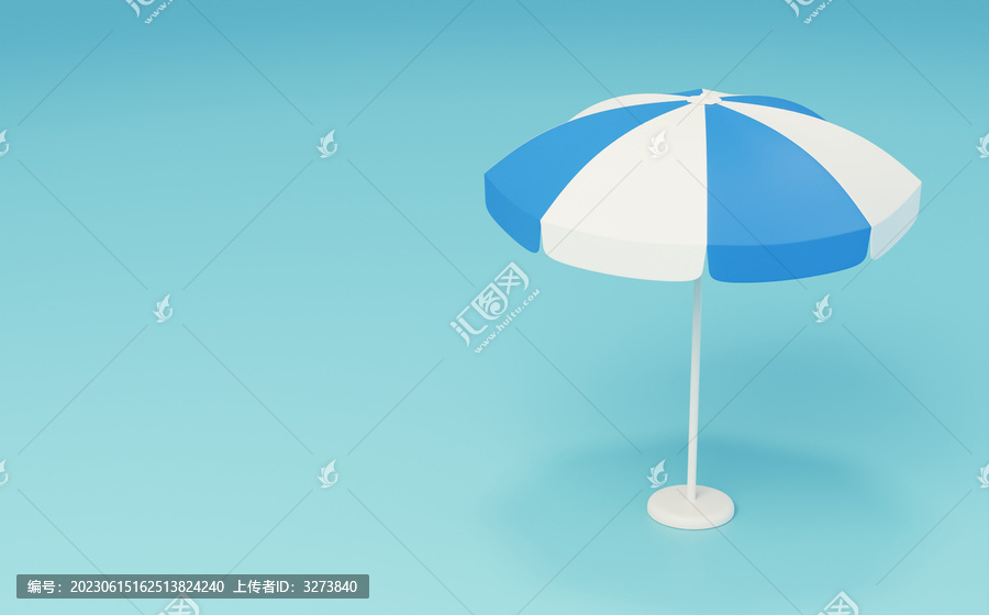 沙滩太阳伞暑假遮挡阳光3D
