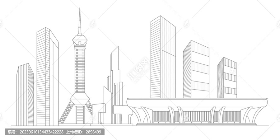 石家庄地标建筑描边插画