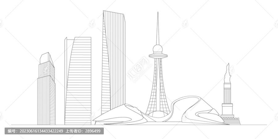 哈尔滨地标建筑描边插画
