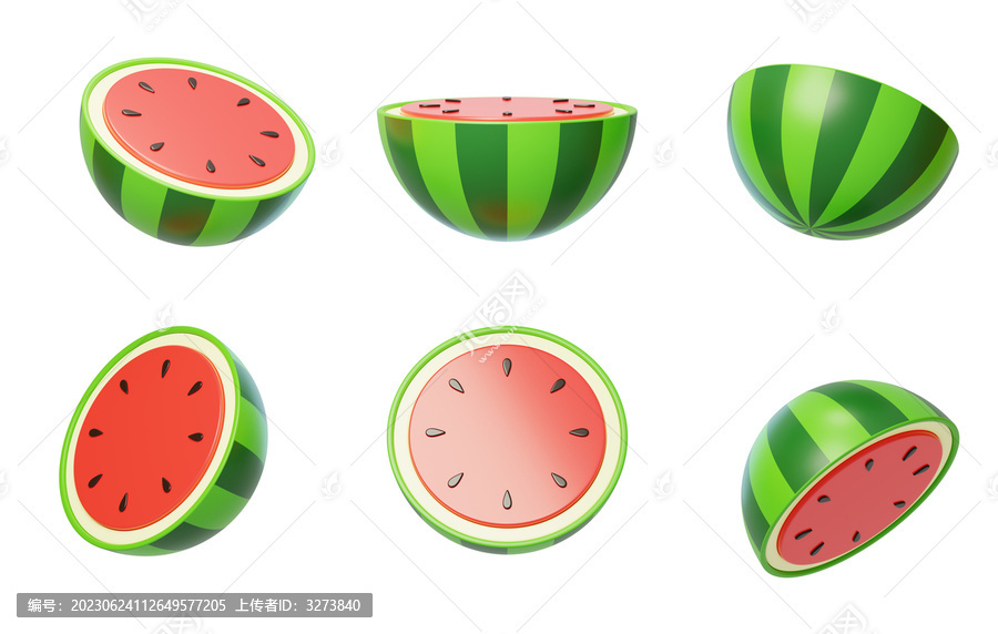 绿色西瓜水果解渴饱满好吃3D