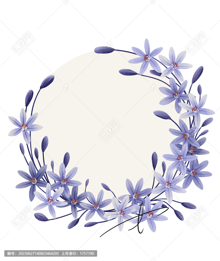 紫色花卉边框