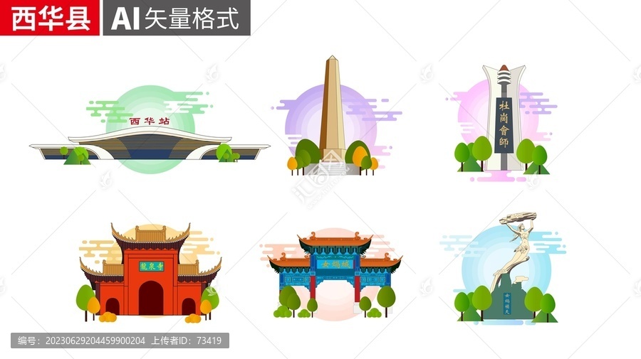 西华县著名地标建筑景点素材