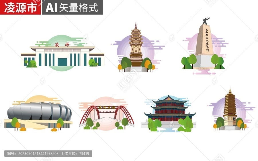 凌源市著名地标建筑景点素材