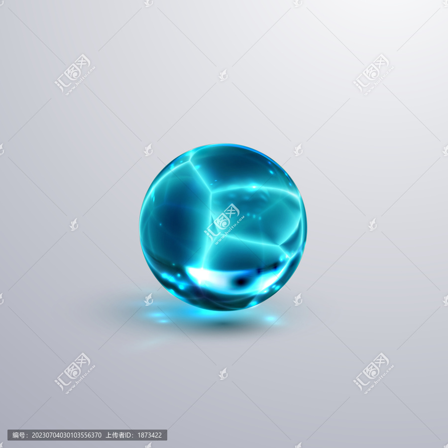写实透明球体素材,浅蓝色弹珠或玻璃球