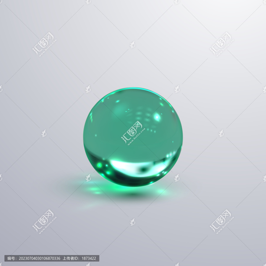 写实透明球体素材,浅绿色弹珠或玻璃球