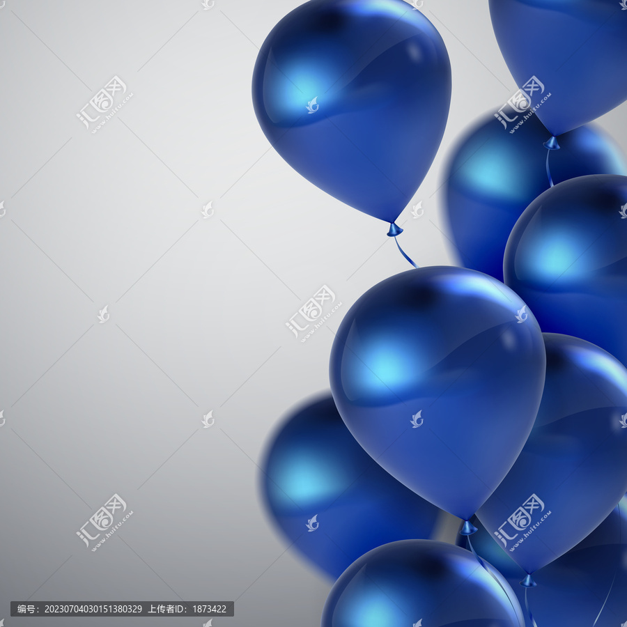 写实质感蓝色气球装饰背景